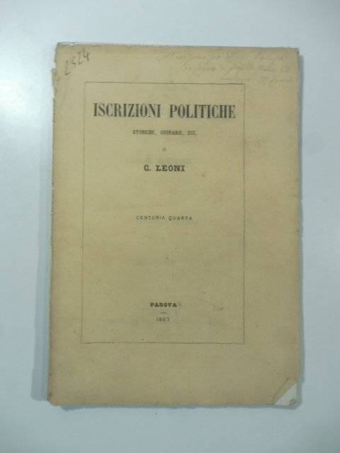 Iscrizioni storico-politiche. Centuria quarta