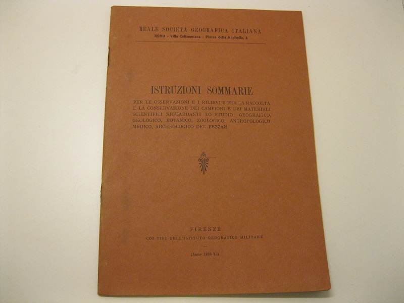 Istruzioni sommarie per le osservazioni e i rilievi per la …