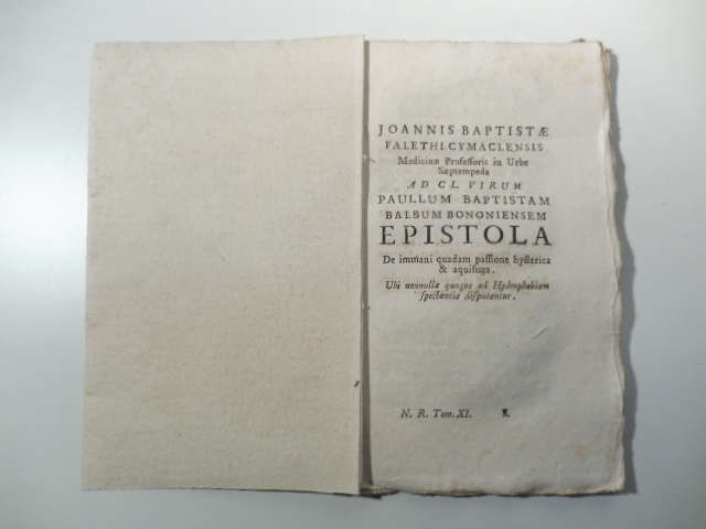 Joannis Baptistae Falethi Cymaclensis medicinae Professoris in Urbe Saeptempeda. Ad …