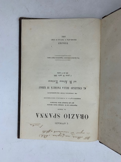 L'avvocato Orazio Spanna da Torino. Ripetitore nel R. Collegio Carlo …
