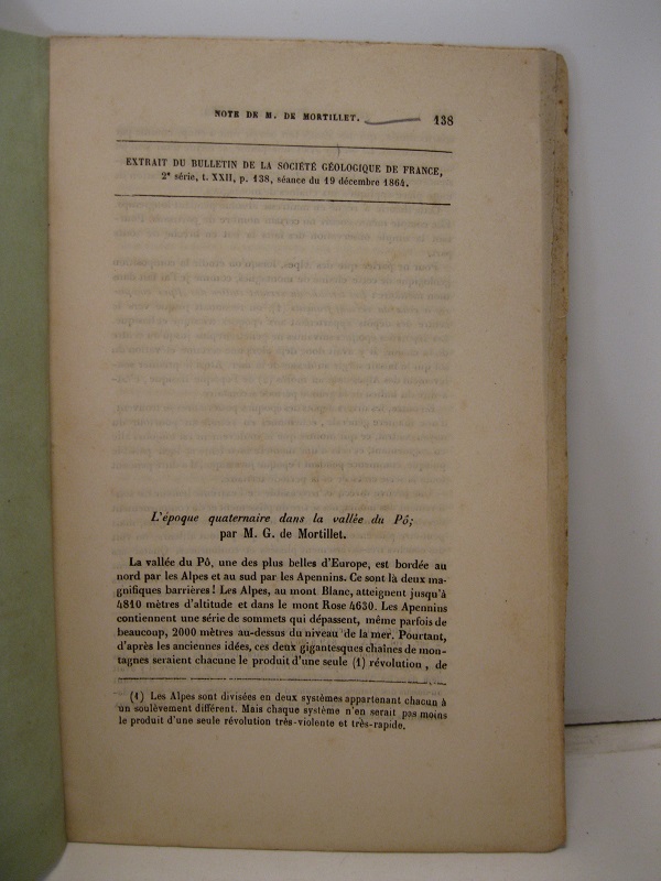 L'e'poque quaternaire dans la valle'e du Po