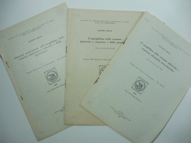 L'emoglobina delle scimmie platirrine e catarrine all'analisi elettroforetica; Ulteriori osservazioni; …