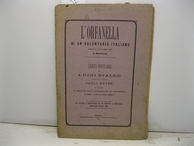 L'orfanella di un volontario italiano morto il 3 novembre 1867 …