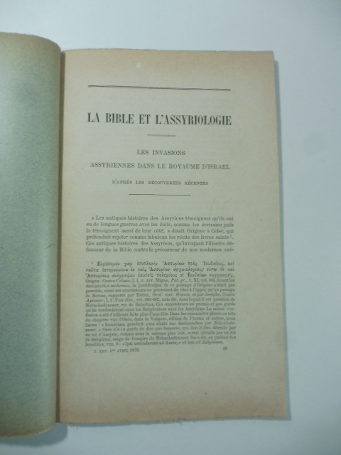 La Bible et l'Assyriologie. Les invasions assyriennes dans le royaume …