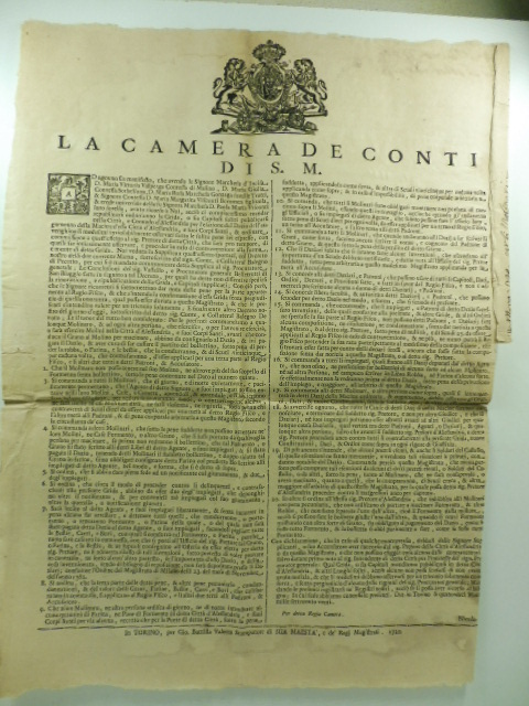 La Camera de Conti di S. M. Ad ognuno sia …