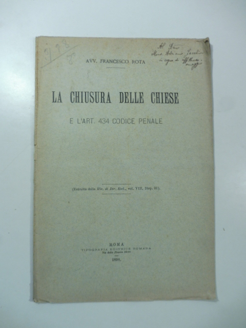 La chiusura delle Chiese e l'art. 434 Codice penale