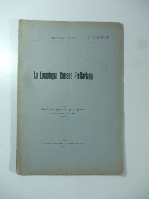 La cronologia romana preflaviana