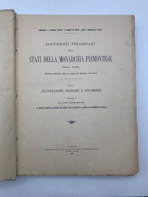 La finanza sabauda all'aprirsi del secolo XVIII e durante la …