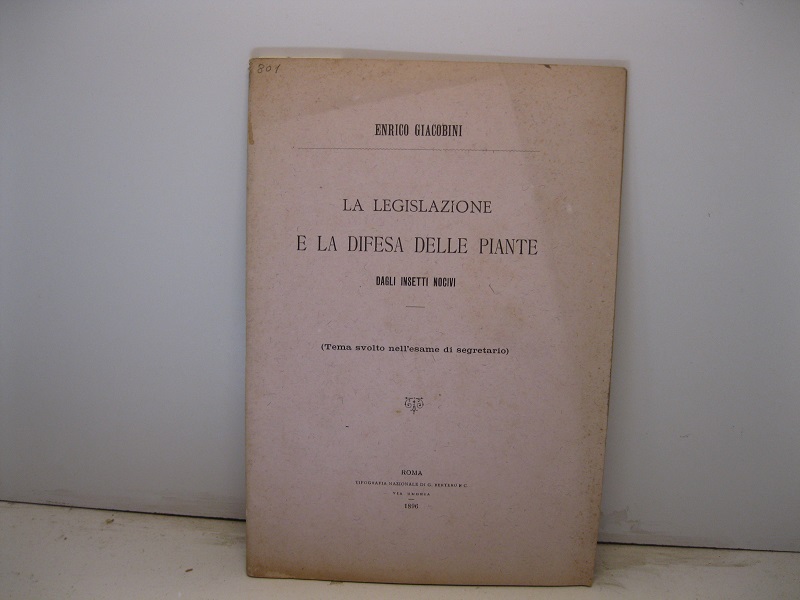 La legislazione e la difesa delle piante dagli insetti nocivi …
