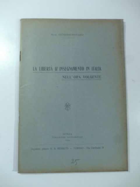La liberta' d'insegnamento in Italia nell'ora volgente