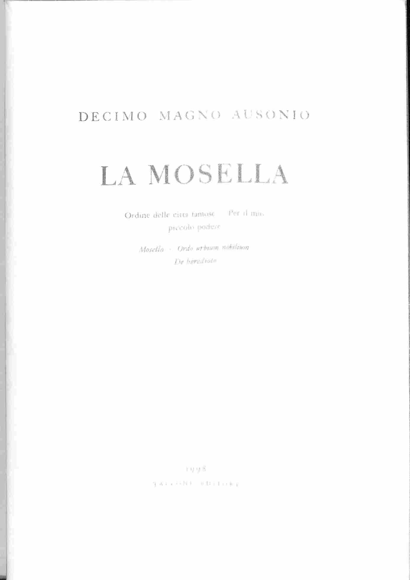 La Mosella. Ordine delle citta' famose. Per il mio piccolo …