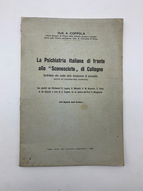 La psichiatria italiana di fronte allo Sconosciuto di Collegno. Contributo …