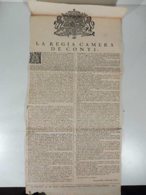 La Regia Camera dei Conti. Ad ognuno sia manifesto che …