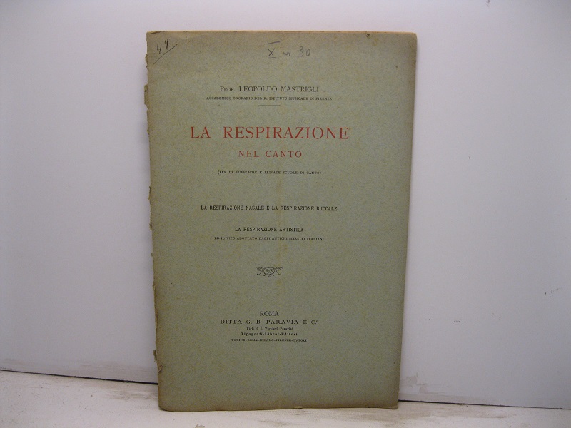 La respirazione nel canto (per le pubbliche e private scuole …