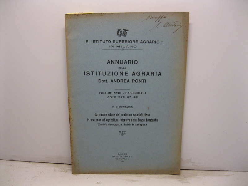 La rimunerazione del contadino salariato fisso in una zona di …