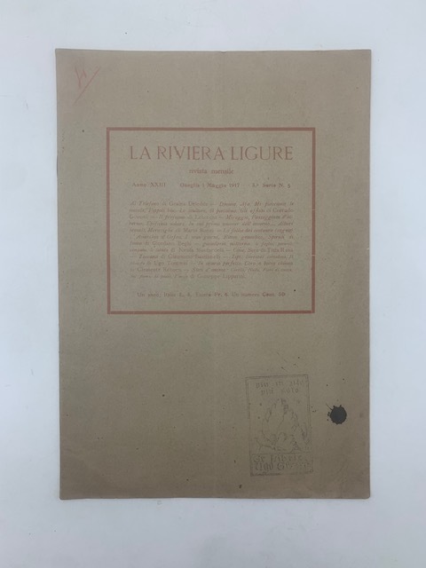 La Riviera ligure. Rivista mensile. Anno XXIII. Oneglia 1 maggio …