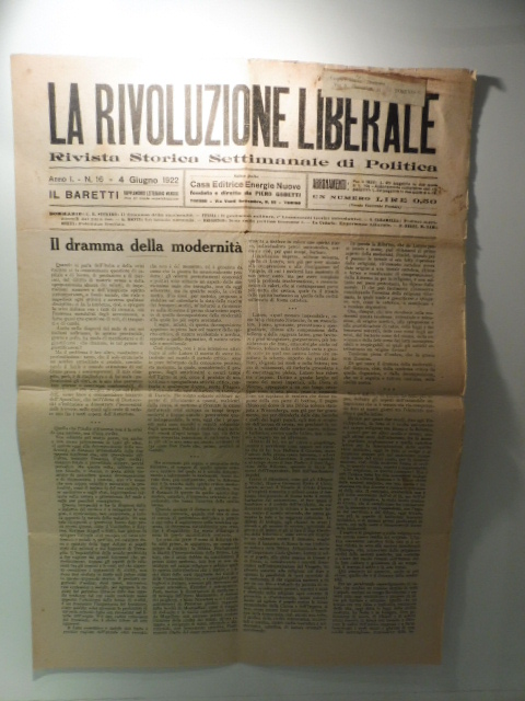 La rivoluzione liberale. Rivista storica settimanale di politica, anno I, …