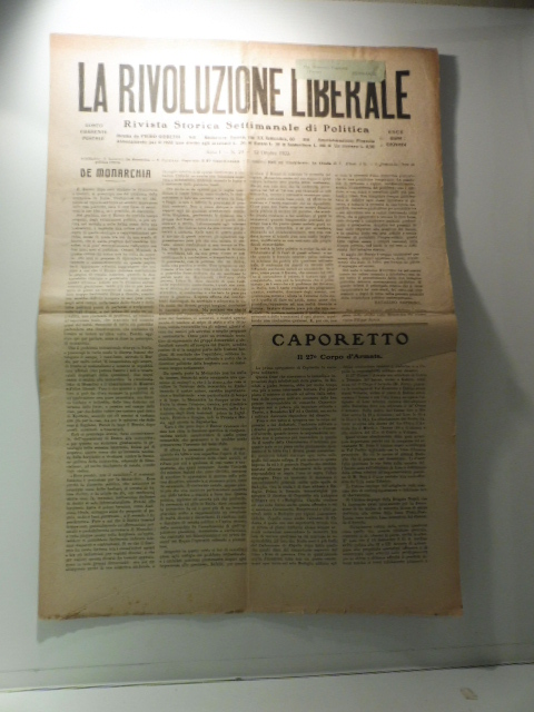La rivoluzione liberale. Rivista storica settimanale di politica, anno I, …