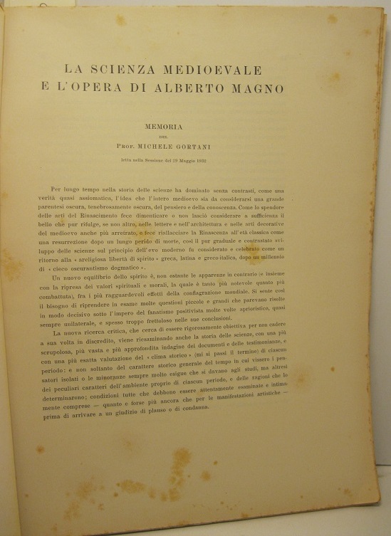 La scienza medioevale e l'opera di Alberto Magno. Memoria letta …