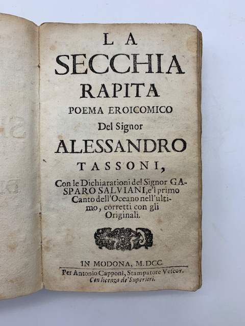 La secchia rapita. Poema eroicomico. con le dichiarazioni del Signor …