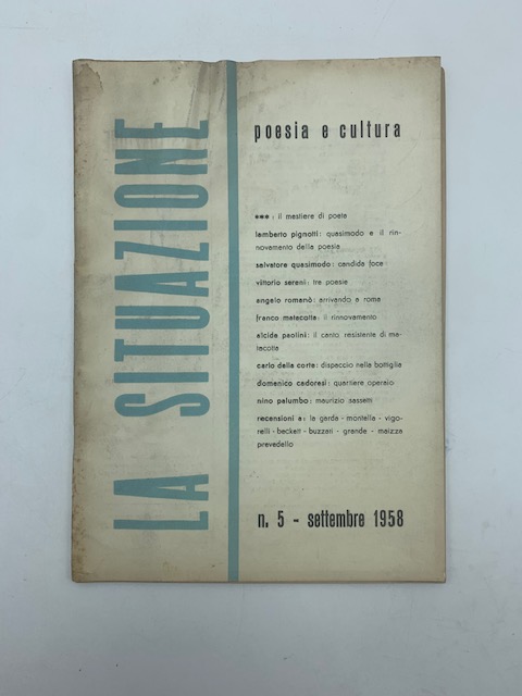 La situazione. Poesia e cultura, n. 5, settembre 1958