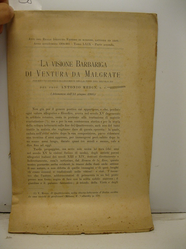 La visione barbariga di Ventura da Malgrate. Poemetto storico-allegorico della …