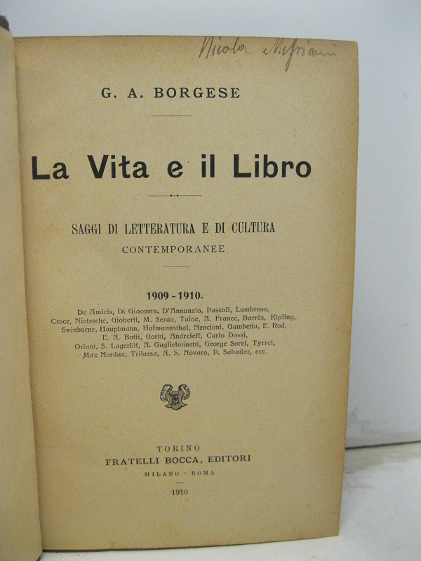 La vita ed il libro. Saggi di letteratura e di …