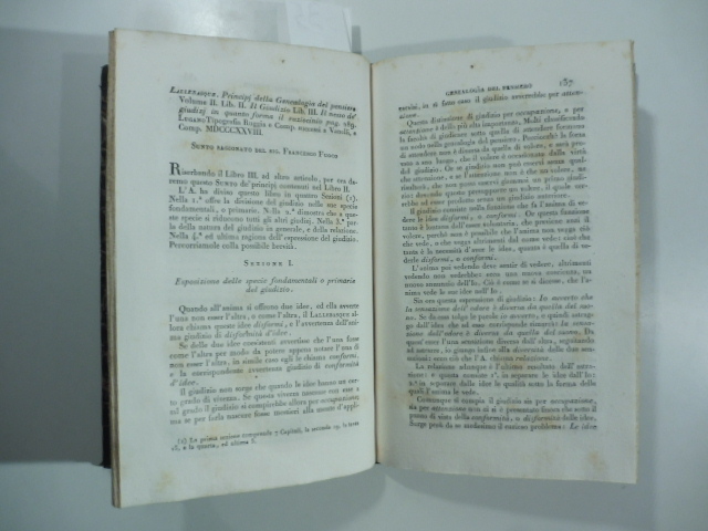 Lallebasque. Principi della genealogia del pensiero. Vol. II.Lugano, Ruggia 1829. …