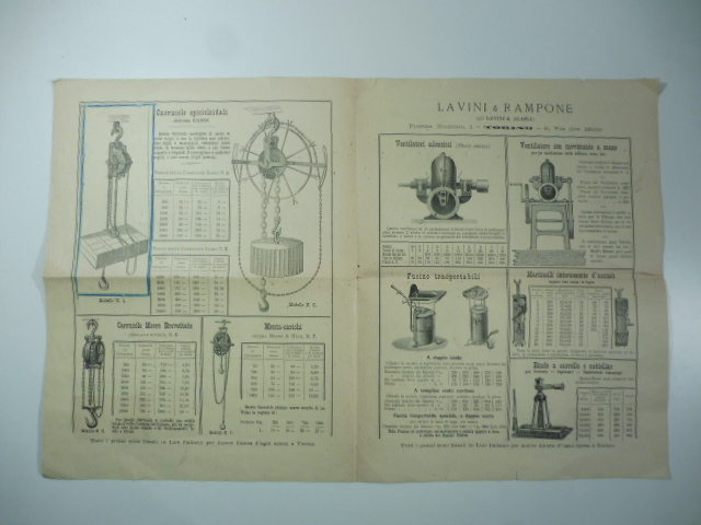 Lavini & Rampone. Carrucole differenziali perfezionate. Pieghevole pubblicitario