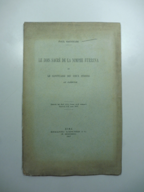 Le bois sacre' de la nimphe Furrina et le sanctuaire …