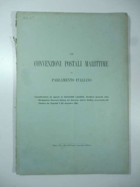 Le convenzioni postali marittime al Parlamento italiano