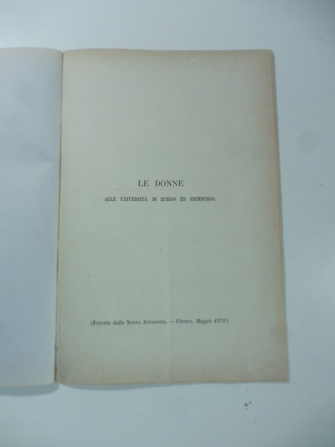 Le donne alle universita' di Zurigo ed Edinburgo