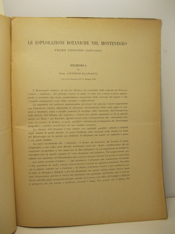 Le esplorazioni botaniche del Montenegro. Primo periodo (1827-1841). Memoria letta …