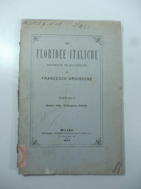 Le floridee italiche descritte ed illustrate da Francesco Ardissone. Fascicolo …