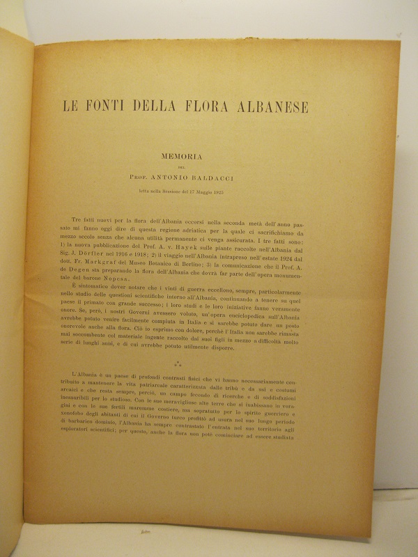 Le fonti della flora albanese. Memoria letta nella sessione del …