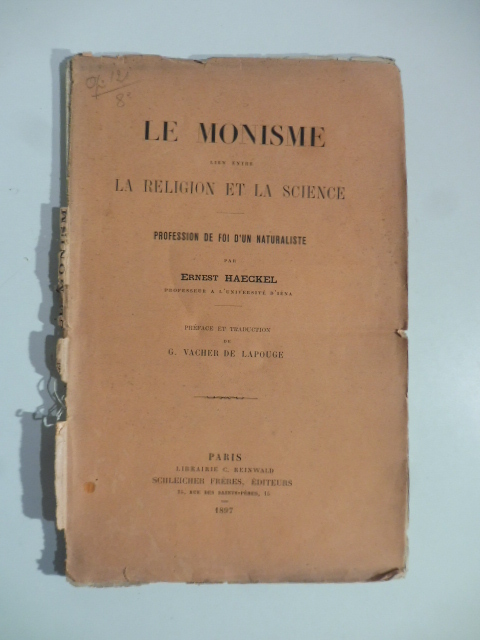 Le monisme lien entre la religion et la science