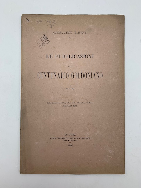 Le pubblicazioni del centenario goldoniano