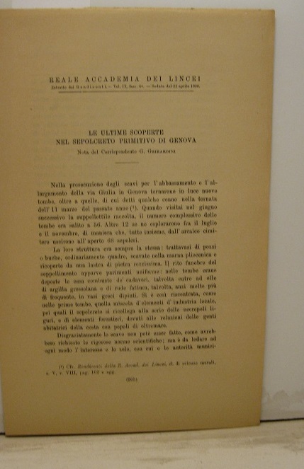Le ultime scoperte nel sepolcreto primitivo di Genova