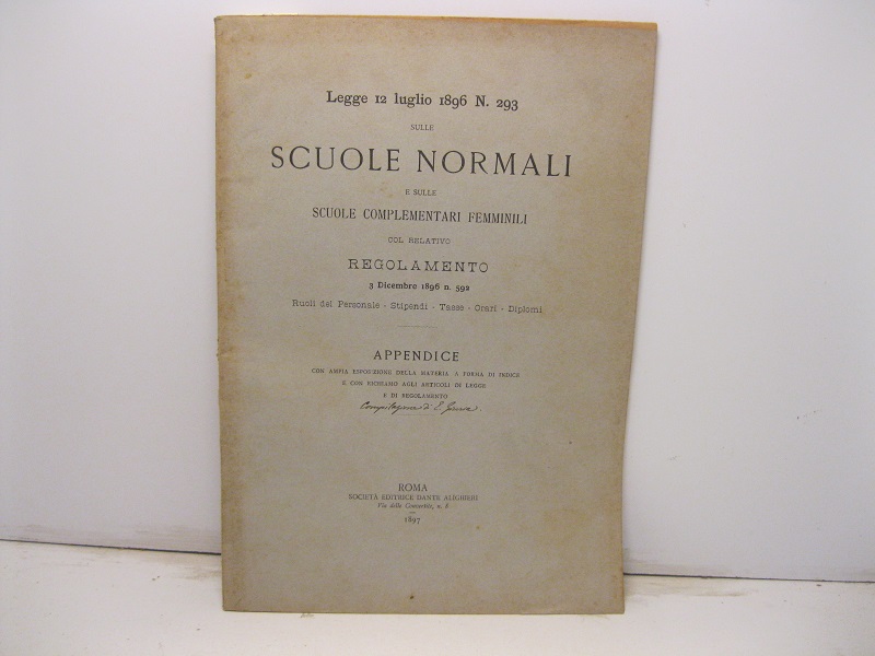 Legge 12 Luglio 1896, n. 293 sulle Scuole normali e …