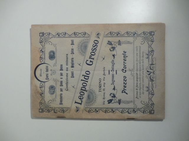 Leopoldo Grosso. Biancheria per uomo e donna. Confezione su misura, …