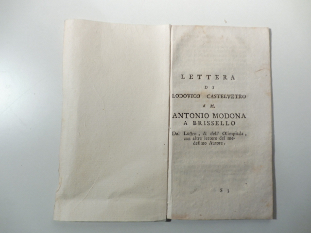 Lettera a M. Antonio Modona a Brissello Del Lustro & …