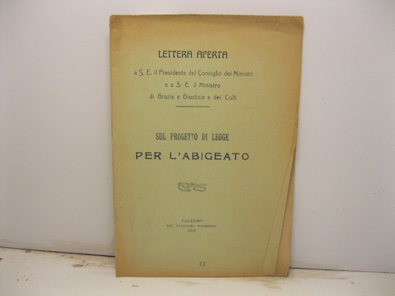 Lettera aperta a S. E. il Presidente del Consiglio dei …