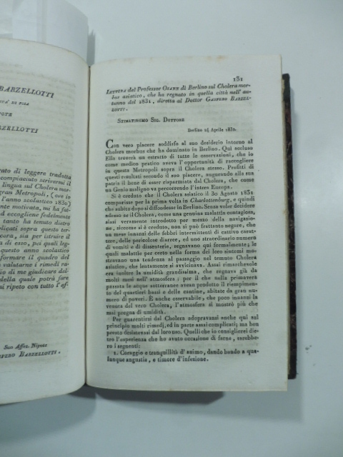 Lettera del Prof. Osann di Berlino sul Cholera morbus asiatico …