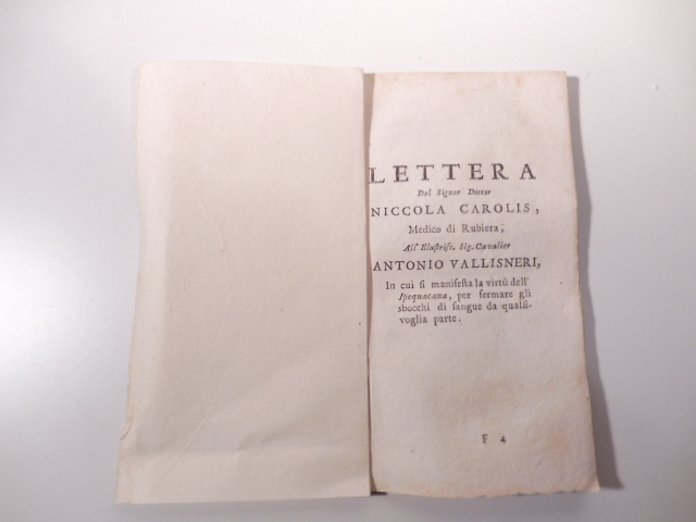 Lettera del Signor Dottor Niccola Carolis, medico di Rubiera all'illustriss. …