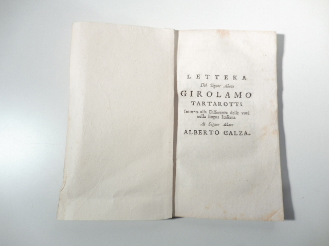 Lettera intorno alla differenza delle voci nella lingua italiana. Al …