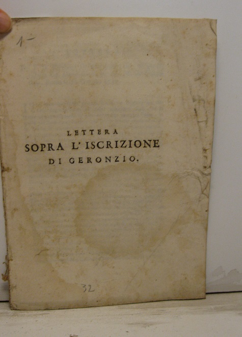 Lettera sopra l'iscrizione di Geronzio