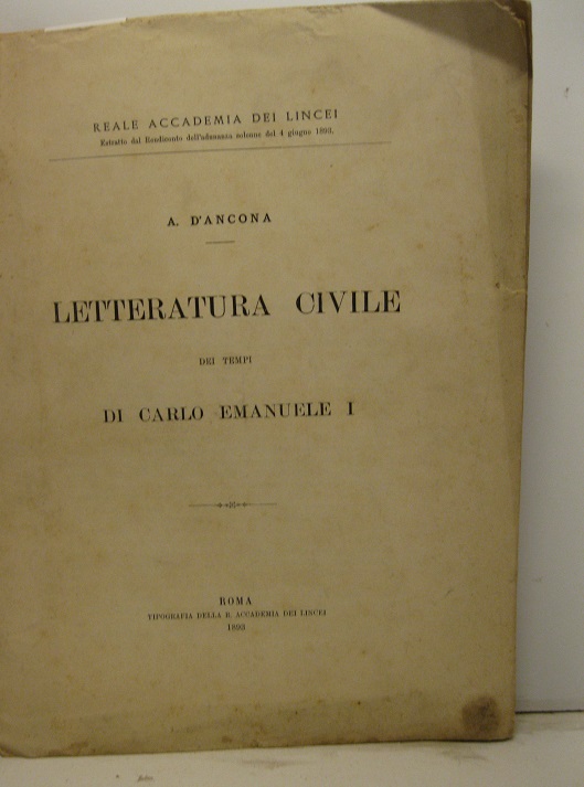 Letteratura civile dei tempi di Carlo Emanuele I