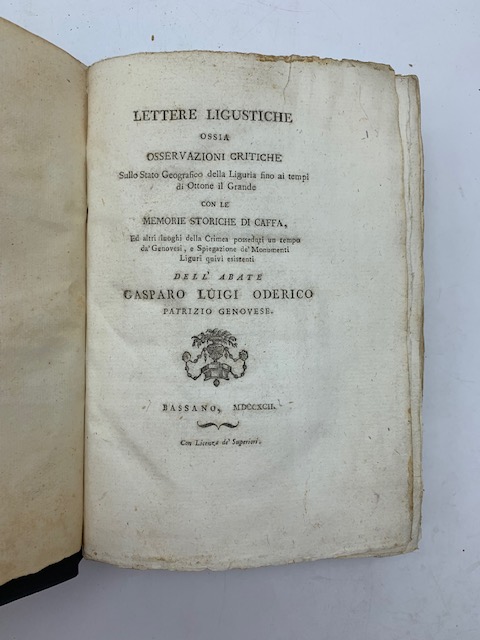 Lettere ligustiche ossia osservazioni critiche sullo stato geografico della Liguria …