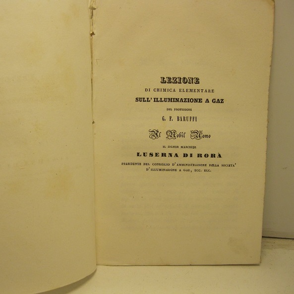 Lezione di chimica elementare sull'illuminazione a gaz del professor G. …