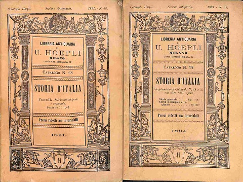 Libreria antiquaria di U. Hoepli. Milano. Catalogo N. 68. Storia …